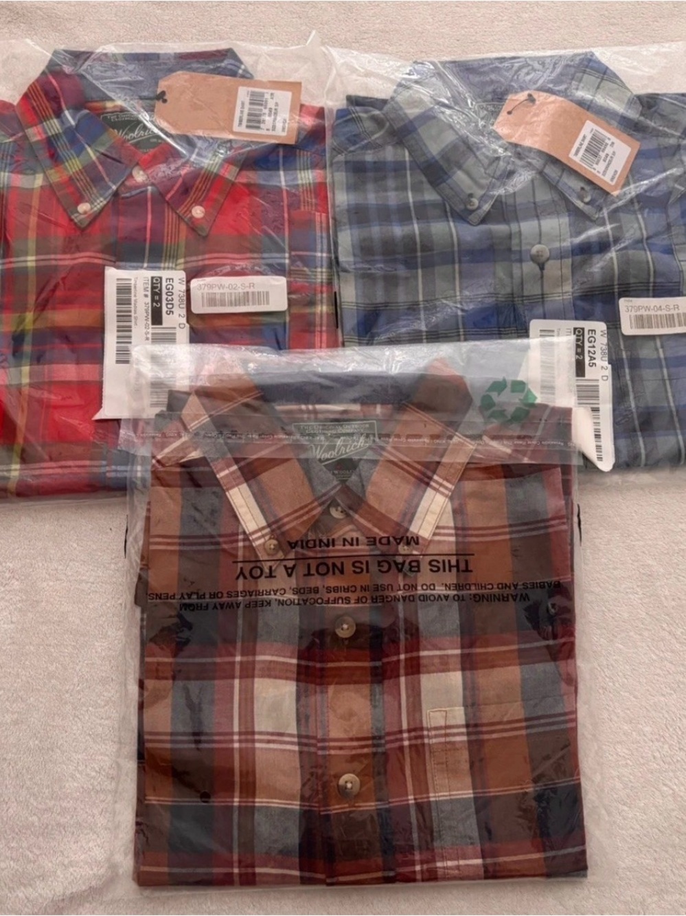 Woolrich Plaid Short Sleeve Shirt Bundle Small